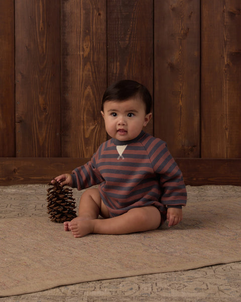 Crew Neck Romper Mulberry Stripe