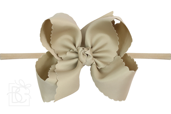 1/4" NYLON PANTYHOSE HEADBAND W/ SCALLOPED EDGE BOW