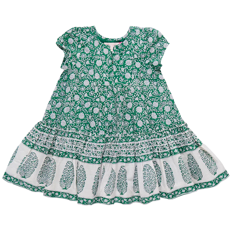 Girls Adele Dress - Green Garden Floral