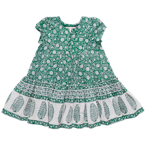 Girls Adele Dress - Green Garden Floral