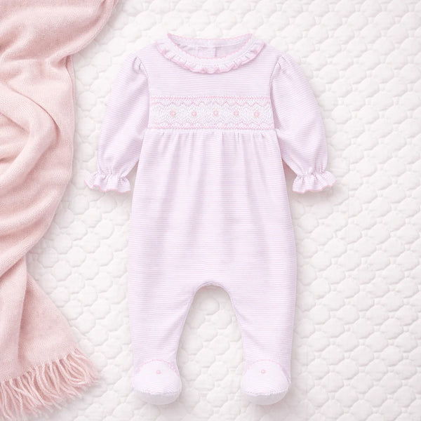 Jacob Smocked Footie- Pink