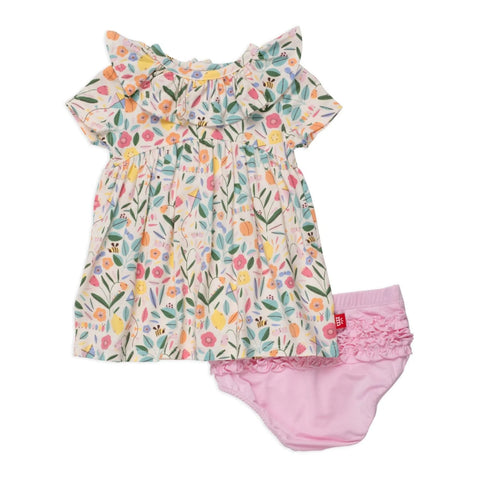life's peachy modal magnetic little baby dress + diaper cover set