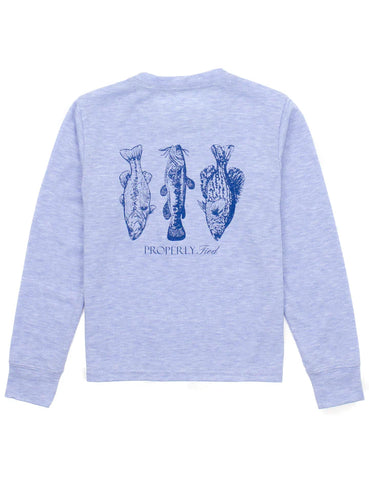 Boys Portland Pocket Tee LS Fisherman's Paradise Baby Blue Heather