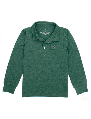 Boys Harrison Pocket Polo LS- Hunter Green