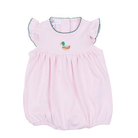 Mini Mallard Embroidered Flutters Bubble- Pink