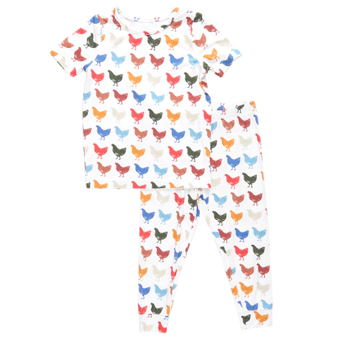 Kids Bamboo PJ Set- Rainbow Chickens (FINAL SALE)