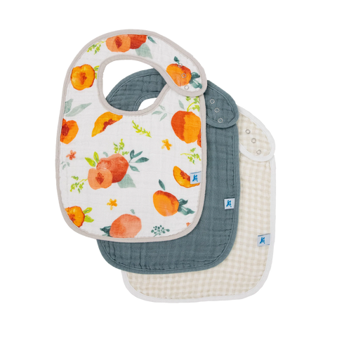 Cotton Muslin Classic Bib 3 Pack - Georgia Peach Set