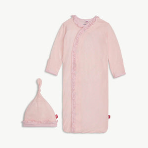 Magnetic Gown & Hat Set with Ruffle Pin Dot Pink
