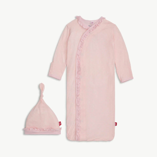 Magnetic Gown & Hat Set with Ruffle Pin Dot Pink