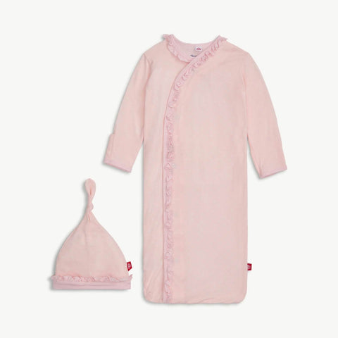 Magnetic Gown & Hat Set with Ruffle Pin Dot Pink