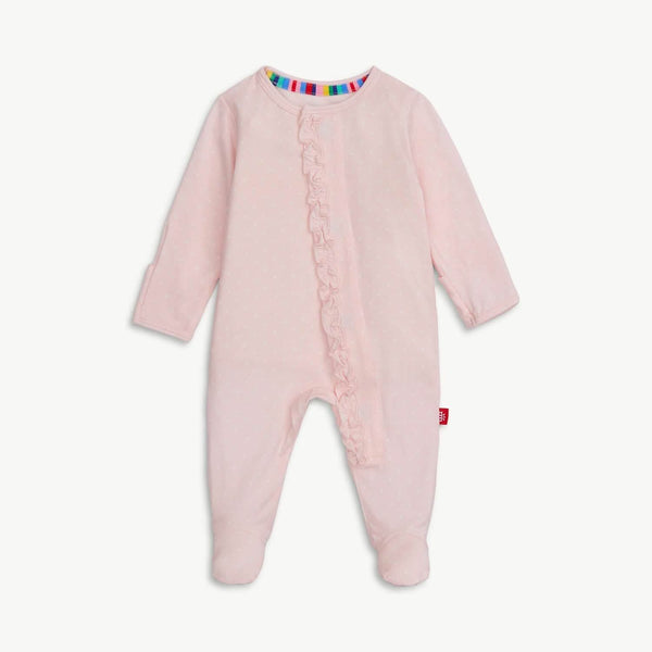 Magnetic Footie with Ruffle Pin Dot Pink