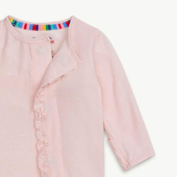 Magnetic Footie with Ruffle Pin Dot Pink
