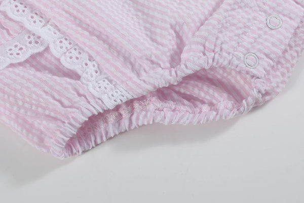 Pink Seersucker Easter Bunny Ruffle Romper (FINAL SALE)