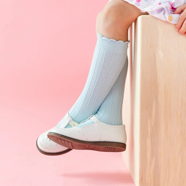 Robin Egg Frill Knee High Socks