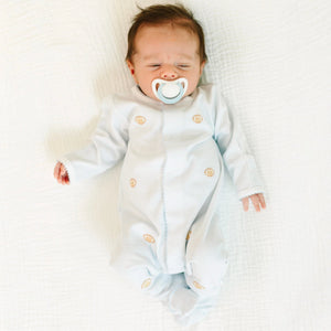 Touchdown Cutie Embroidered Footie- Light Blue