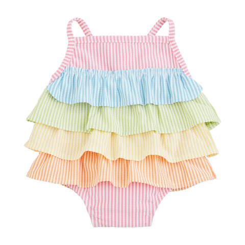 Seersucker Ruffle Swimsuit