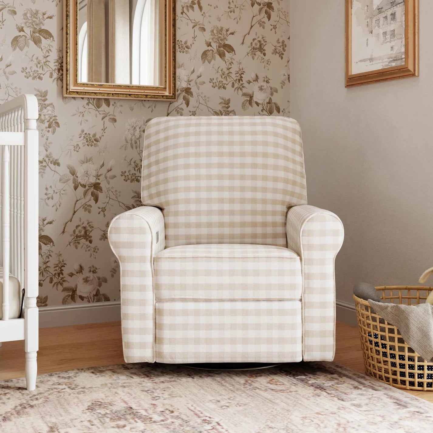 Monroe Power Recliner and Swivel Glider (Tan Gingham)