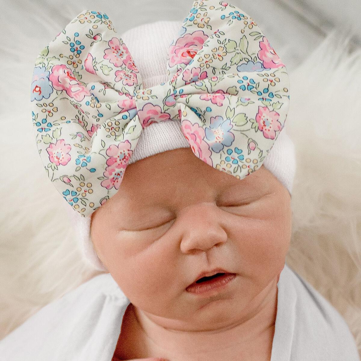 Precious Floral Bow on Hospital Hat