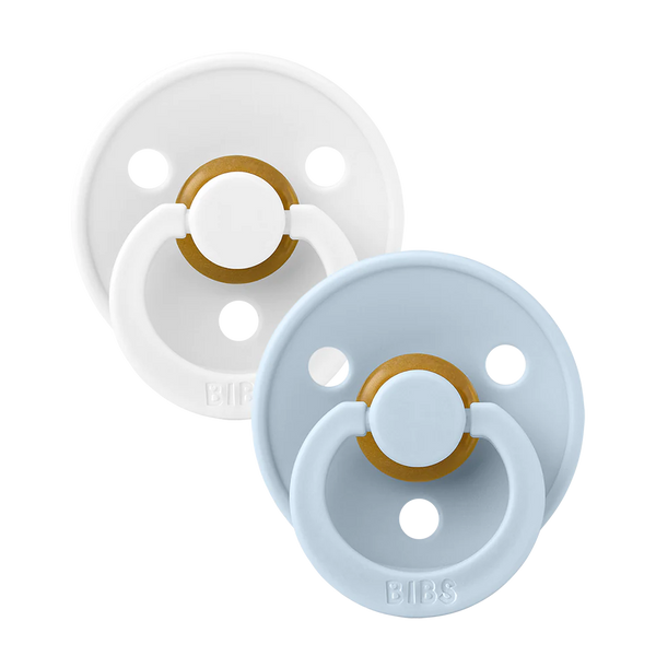 White/Baby Blue BIBS Pacifier 2 PK, Size 1