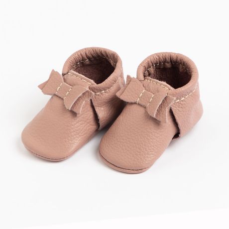 Mauve First Pair Bow Moccasins