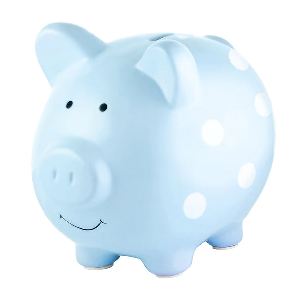 Piggy Bank- Polka Dot Blue