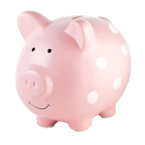 Piggy Bank- Polka Dot Pink