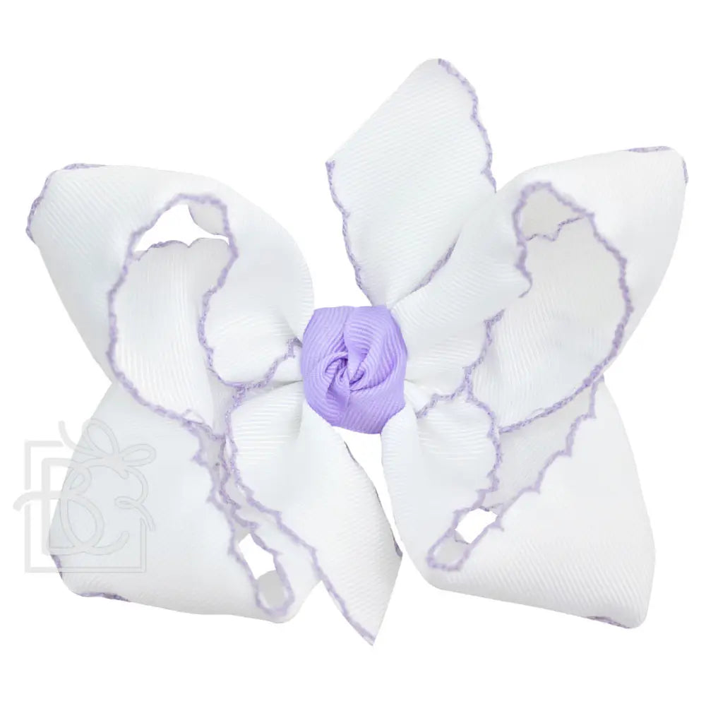 Crochet Edge Bow - white/lt orchid