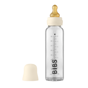 BIBS Baby Glass Bottle Complete Set Latex 225ml-  Ivory