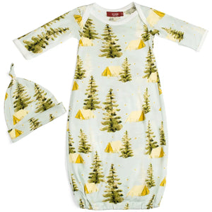 Camping Bamboo Newborn Gown & Hat Set