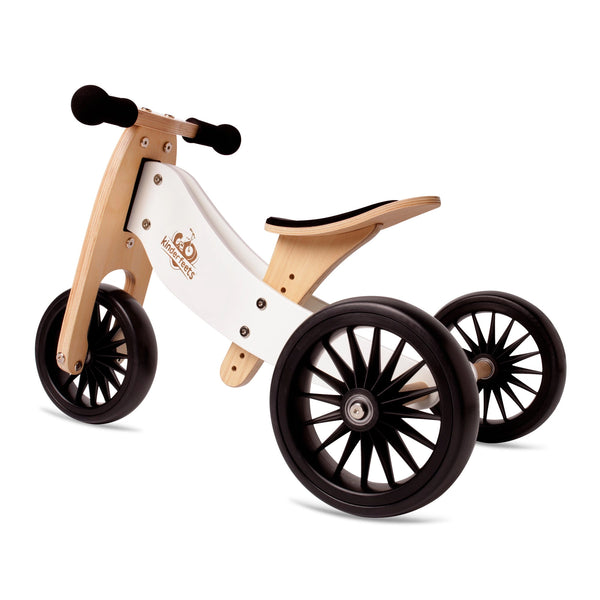 Tiny Tot Plus 2-in-1 Wooden Balance Bike & Tricycle White