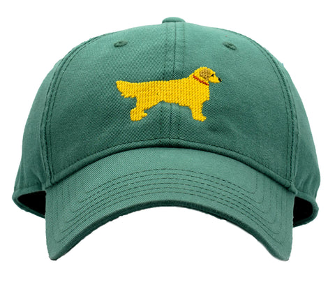 Golden Retriever on Moss Green Hat