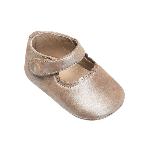 Baby Mary Janes- Blush Metallic Suede