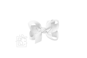 White Signature Grosgrain Double Knot Bow on Clip