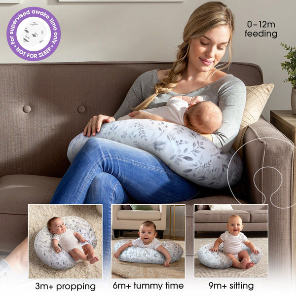 Original Bobby Pillow- Gray Taupe Leaves