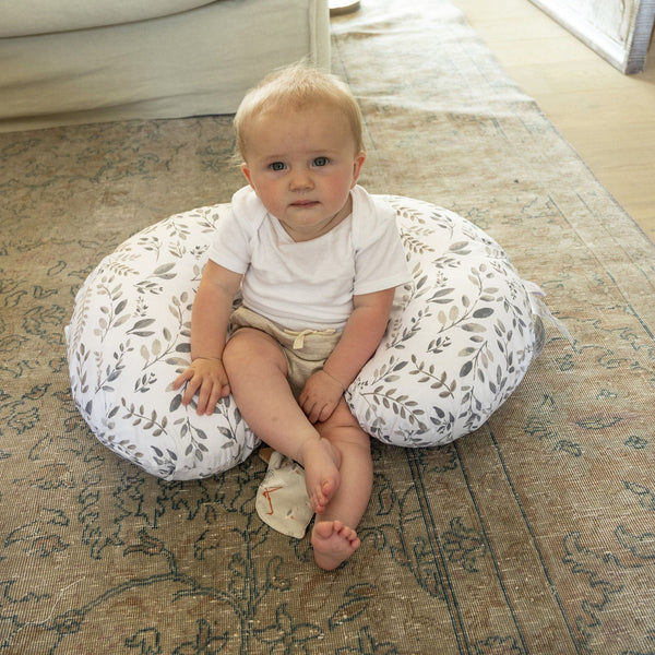 Original Bobby Pillow- Gray Taupe Leaves