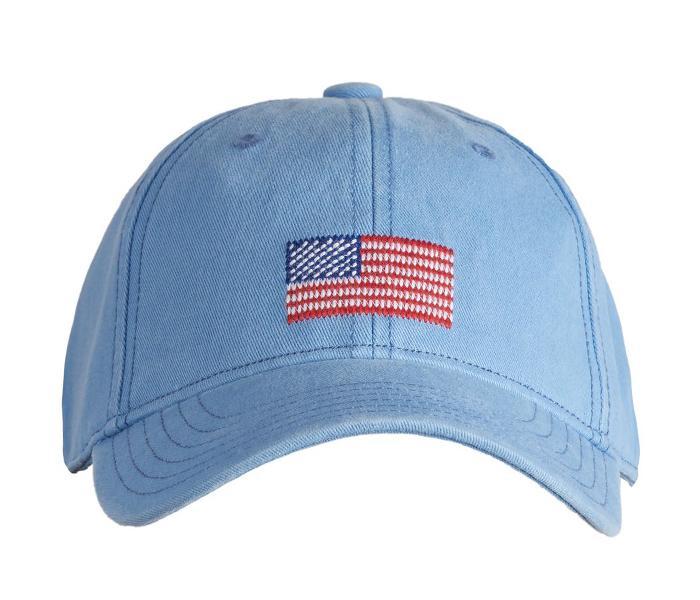 American Flag on Light Blue Hat