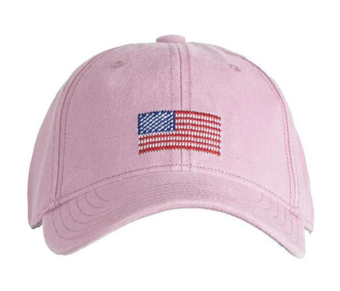 American Flag on Light Pink Hat