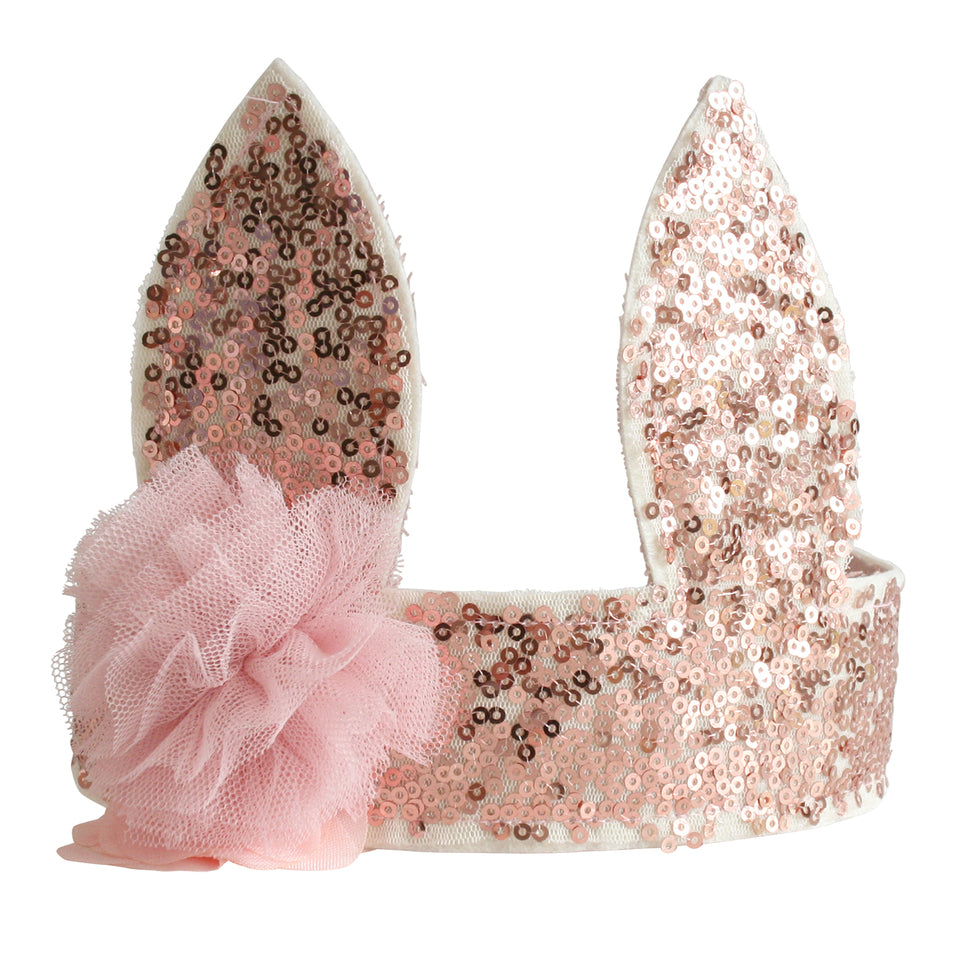 Sequin Bunny Crown Rose Gold
