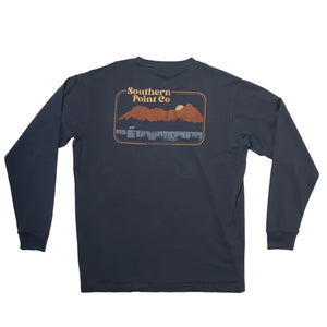 Youth Mountain Scene- Vintage Navy