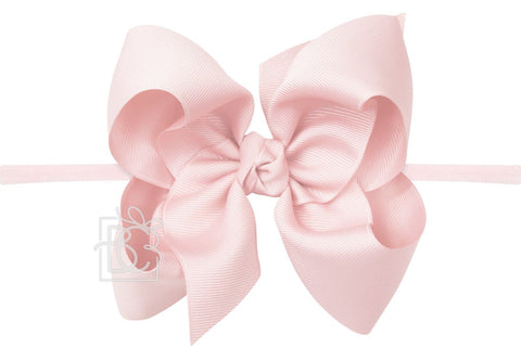 Light Pink 1/4″ Pantyhose Headband with Signature Grosgrain Bow- Huge Bow