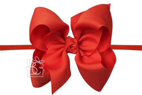 Red 1/4″ Pantyhose Headband with Signature Grosgrain Bow- Huge Bow