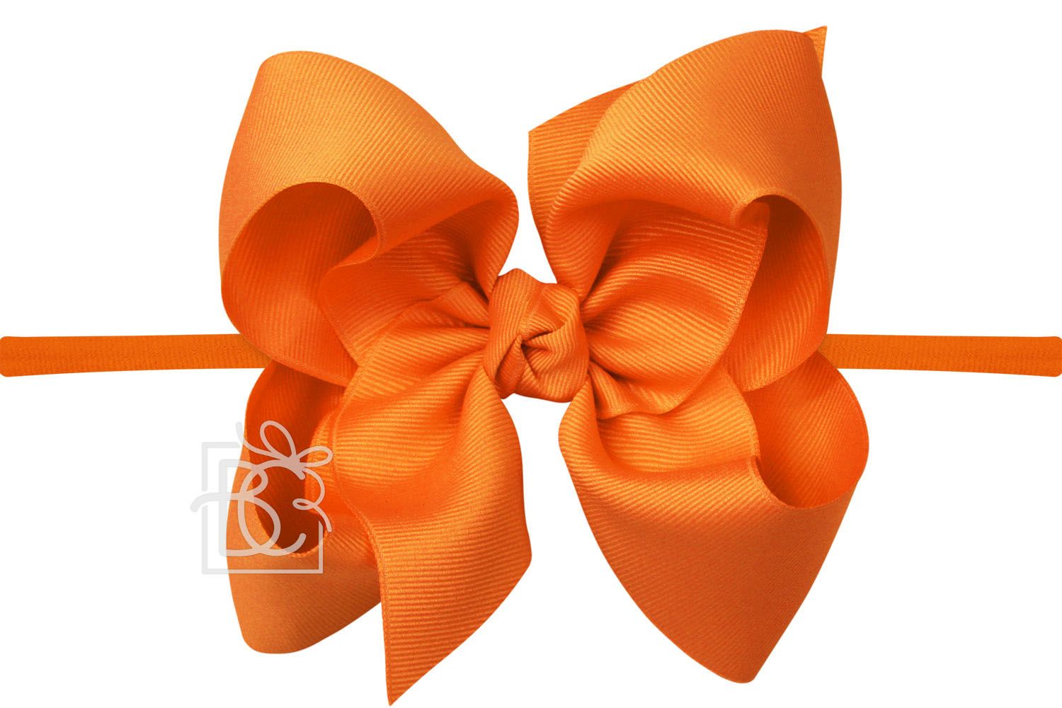 Orange 1/4″ Pantyhose Headband with Signature Grosgrain Bow- Huge Bow