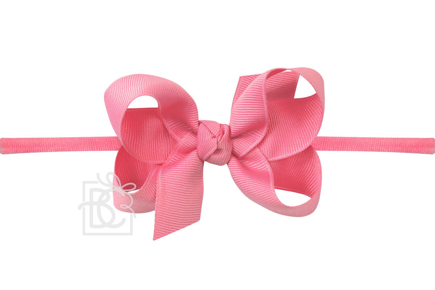 Hot Pink 1/4″ Pantyhose Headband with Signature Grosgrain Bow- Medium Bow