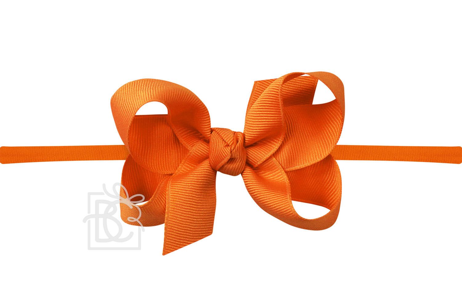 Orange 1/4″ Pantyhose Headband with Signature Grosgrain Bow- Medium Bow