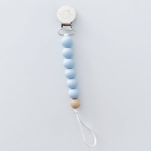 Blue Teether + Pacifier Clip
