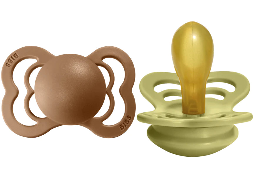 BIBS Pacifier SUPREME Latex 2 PK Earth / Meadow, Size 1