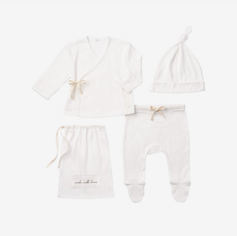 White Pointelle Layette Gift Set