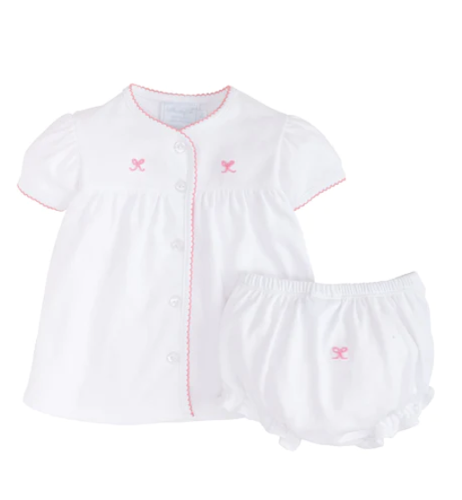 Pinpoint Layette Knit Set - Bow