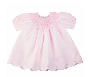 Scalloped Bishop Dress with Panty - Pink