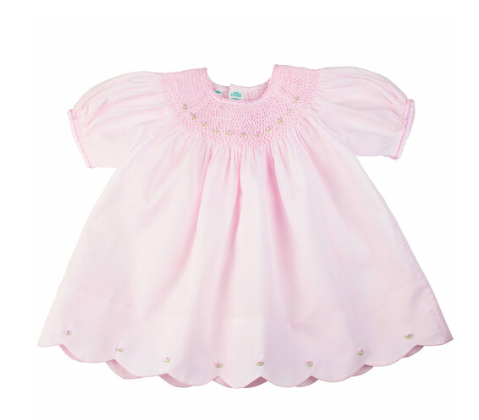 Scalloped Bishop Dress with Panty - Pink